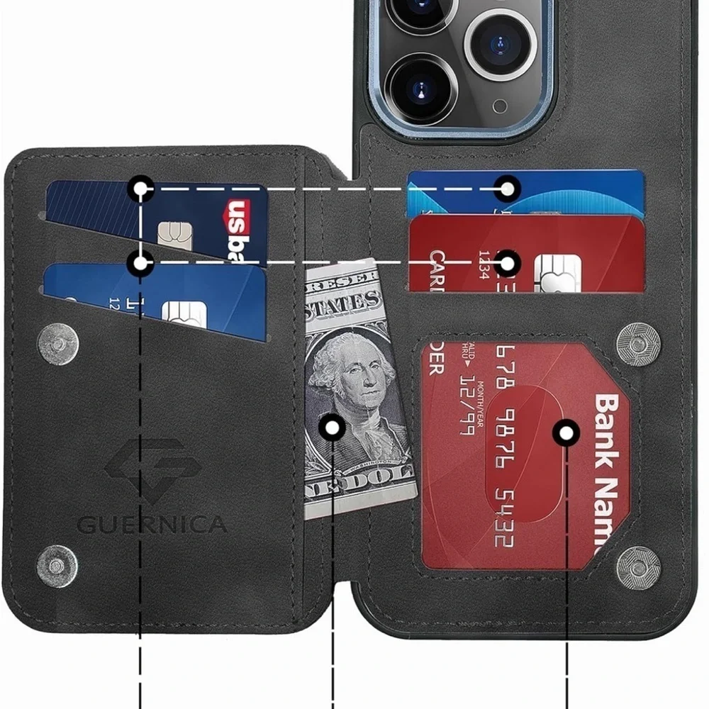 iPhone 15 Pro Max Wallet RFID Blocking Card Holder,Kickstand Shockproof